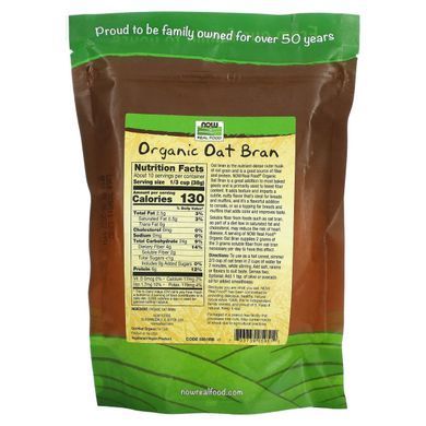 Органічні вівсяні висівки Now Foods (Oat Bran) 397 г