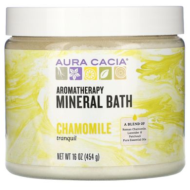Сіль для ванни з ефірними маслами заспокійлива ромашка Aura Cacia (Mineral Bath) 454 г