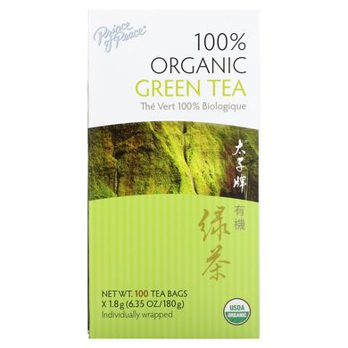 100% органічний зелений чай, Prince of Peace, 100 чайних пакетиків по 1,8 г кожен