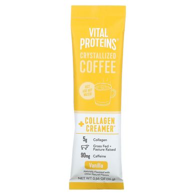 Vital Proteins, Кристалізована кава + вершки з колагеном, ваніль, 7 пакетів по 0,56 унції (16 г) кожен