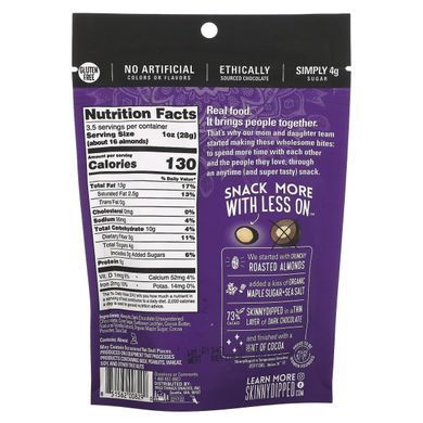 Almonds, super dark + sea salt, Skinny Dipped, 99 g