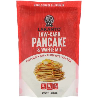 млинець з низьким вмістом вуглеводів і вафельний мікс, Low-Carb Pancake,Waffle Mix, Lakanto, 454 г