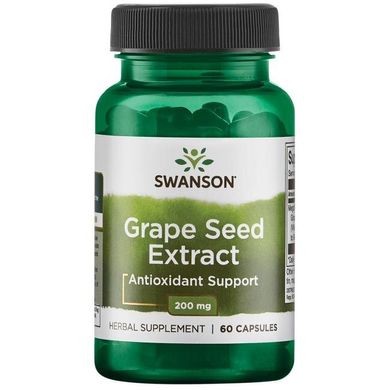 Екстракт виноградних кісточок, Grape Seed Extract (Standardized), Swanson, 200 мг, 60 капсул