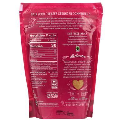 Organic light brown sugar, Wholesome Sweeteners, Inc., 1.5 pounds (680 g)