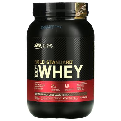 Сироватковий протеїн ізолят Optimum Nutrition (100% Whey Gold Standard) 909 г зі смаком молочного шоколаду
