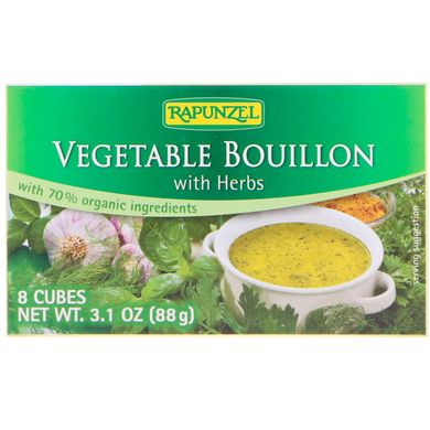 Овочевий бульйон з травами Rapunzel (Vegetable Bouillon with Herbs) 8 кубиків 88 г