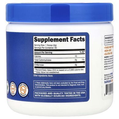 Nutricost, D-Mannose, Unflavored , 3.6 oz (100 g) купить в Киеве и Украине