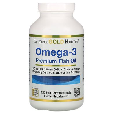 Омега-3 рыбий жир премиум-класса California Gold Nutrition (Omega-3 Premium Fish Oil) 240 капсул купить в Киеве и Украине