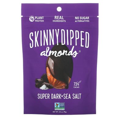 Мигдаль, супер темний + морська сіль, Skinny Dipped Almonds, Super Dark + Sea Salt, Skinny Dipped, 99 г
