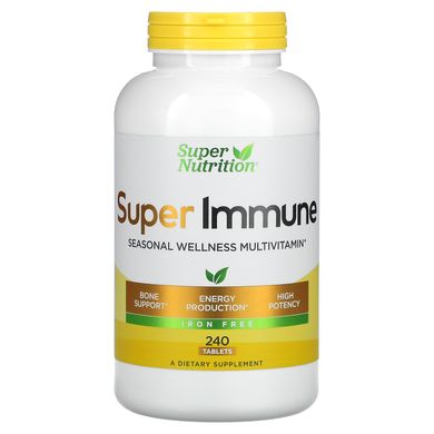 «Супер імунітет», мультивітаміни для зміцнення імунітету, без заліза, Super Nutrition, 240 таблеток