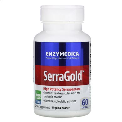 SerraGold, высокоактивная серрапептаза, Enzymedica, 60 капсул купить в Киеве и Украине