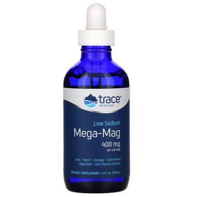 Mega-Mag, природний ионический магній з мікроелементами, Trace Minerals Research, 400 мг, 4 рі унц (118 мл)