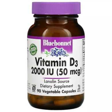 Витамин Д3 Bluebonnet Nutrition (Vitamin D3) 2000 МЕ 90 вегетарианских капсул купить в Киеве и Украине
