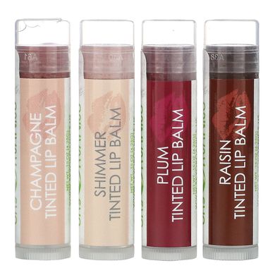 Тоновані бальзами для губ, Tinted Lip Balms, Sky Organics, 4 упаковки по 0,15 унції (4,25 г) кожна