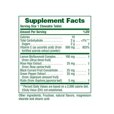 Жувальний вітамін С з біофлавоноїдами Nature's Plus (Chewable Acerola-C Vitamin C with Bioflavonoids) 500 мг 90 таблеток