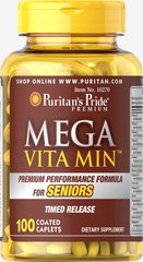 Мега Вита Мин ™ Мультивитамин для пожилых людей, Mega Vita Min™ Multivitamin for Seniors Timed Release, Puritan's Pride, 100 таблеток купить в Киеве и Украине