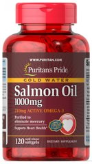 Омега-3 лососева олія, Omega-3 Salmon Oil, Puritan's Pride 1000 мгГ, 120 капсул
