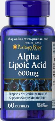 Альфа-ліпоєва кислота Puritan's Pride (Alpha Lipoic Acid) 600 мг 60 капсул
