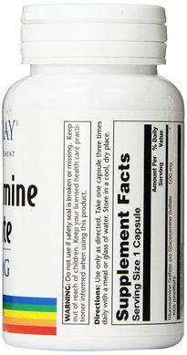 Глюкозамін сульфат, Glucosamine Sulfate, Solaray, 500 мг, 60 капсул