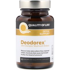 Deodorex, с экстрактом грибов Champex, Quality of Life Labs, 250 мг, 60 капсул в растительной оболочке купить в Киеве и Украине