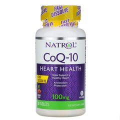 CoQ-10, Быстрорастворимый, со вкусом вишни, 100 мг, Natrol, 30 таблеток купить в Киеве и Украине
