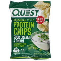 Оригінальні протеїнові чіпси, сметана та цибуля, Original Style Protein Chips, Sour Cream,Onion, Quest Nutrition, 12 упаковок по 1,1 унції (32 г) кожна