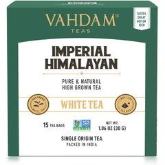 Белый чай, величественный гималайский, Vahdam Teas, 15 чайных пакетиков, 30 г (1,06 унции) купить в Киеве и Украине