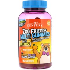 Мультивітаміни і мінерали + С, Zoo Friends Multi Gummies, 21st Century, 150 жувальних капсул