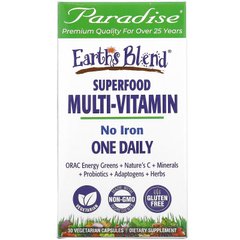 Мультивітамінна добавка без заліза Paradise Herbs (Superfood MultiVitamin No Iron) 30 капсул