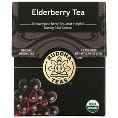 Buddha Teas, Органічний трав'яний чай, бузина, 18 чайних пакетиків, 0,95 унції (27 г)