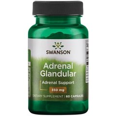 Сирий наднирник, Raw Adrenal Glandular, Swanson, 350 мг, 60 капсул