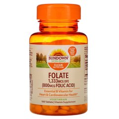 Фолієва кислота Sundown Naturals (Folic Acid) 800 мкг 100 таблеток