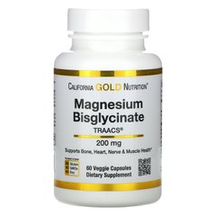 Магній Бісгліцинат California Gold Nutrition (Magnesium Bisglycinate) 60 вегетаріанських капсул