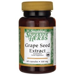 Екстракт виноградних кісточок, Grape Seed Extract (Standardized), Swanson, 500 мг, 60 капсул