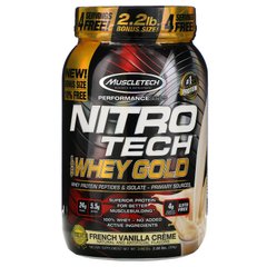 Nitro Tech, 100% золота сироватка, французькі ванільні вершки, Muscletech, 999 г (2,2 фунта)
