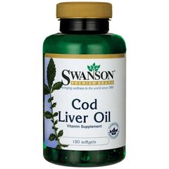 Олія печінки тріски, Cod Liver Oil, Swanson, 350 мг, 180 капсул
