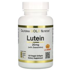 Лютеїн із зеаксантином California Gold Nutrition (Lutein/Zeaxanthin) 20 мг 120 м'яких рослинних таблеток
