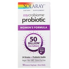 Пробіотики для жінок 50 мільярдів КУО Solaray (Probiotic Women's Formula 50 Billion) 50 мільярдів 10 капсул