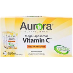 Mega-Liposomal Vitamin C, Aurora Nutrascience, 3000 мг, 32 порционных пакетика с жидкостью, 0,5 ж. унц. (15 мл) каждый купить в Киеве и Украине