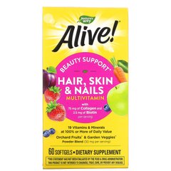 Alive, Мультивитамины для волос, кожи и ногтей, со вкусом клубники, Nature's Way, 60 капсул купить в Киеве и Украине