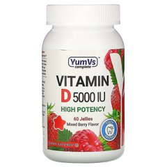 Вітамін Д, змішаний ягідний смак, Vitamin D, Mixed Berry Flavor, YumV's, 5000 МО, 60 желе