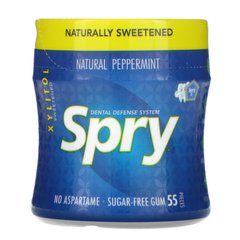 Spry, захисна жувальна гумка Stronger Longer, натуральна м'ята, не містить цукру, Xlear, 55 шт