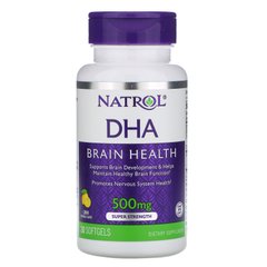 DHA для здоровья мозга Natrol (Brain Health) 500 мг 30 капсул со вкусом лимона купить в Киеве и Украине