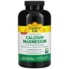 Кальцієво-магнієвий комплекс з вітаміном D Country Life (Calcium Magnesium with Vitamin D Complex) 360 капсул
