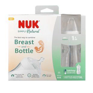 NUK, Simply Natural, Бутылки, белые, от 1 месяца, средние, 3 упаковки, 9 унций (270 мл) каждая купить в Киеве и Украине