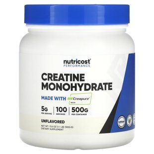 Nutricost, Performance, Creatine Monohydrate, Unflavored, 1.1 lb (500 g) купить в Киеве и Украине