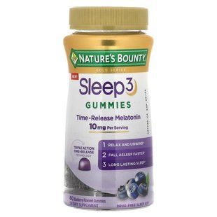 Nature's Bounty, Sleep 3 Gummies, Blueberry, 10 mg, 60 Gummies (5 mg per Gummy) купить в Киеве и Украине