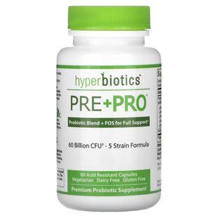 Hyperbiotics, Pre + Pro, 60 млрд КУО, 60 кислотостійких капсул