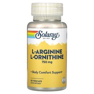 Solaray, L-Arginine L-Ornithine, 750 mg, 50 VegCaps