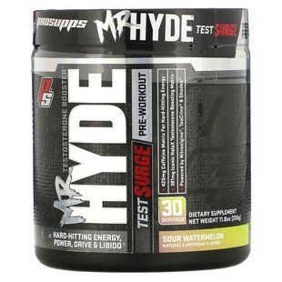 Increase testosterone levels before training, sour watermelon, Mr. Hyde Test Surge, Testosterone Boosting Pre-Workout, Sour Watermelon, ProSupps, 336 g